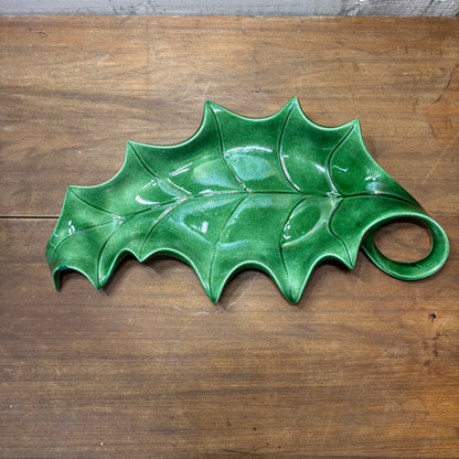 Vintage Holly Leaf Ceramic Candy Dish/ Tray