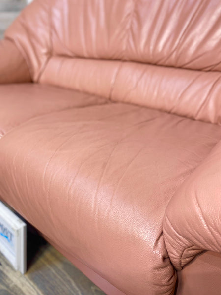 Pink Italian Leather Natuzzi Loveseat