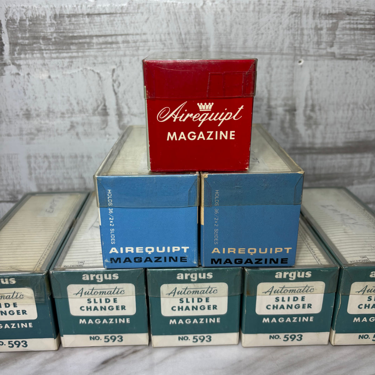 Vintage Lot Of 8 Airequipt and Argus Slide Projector Magazines Empty