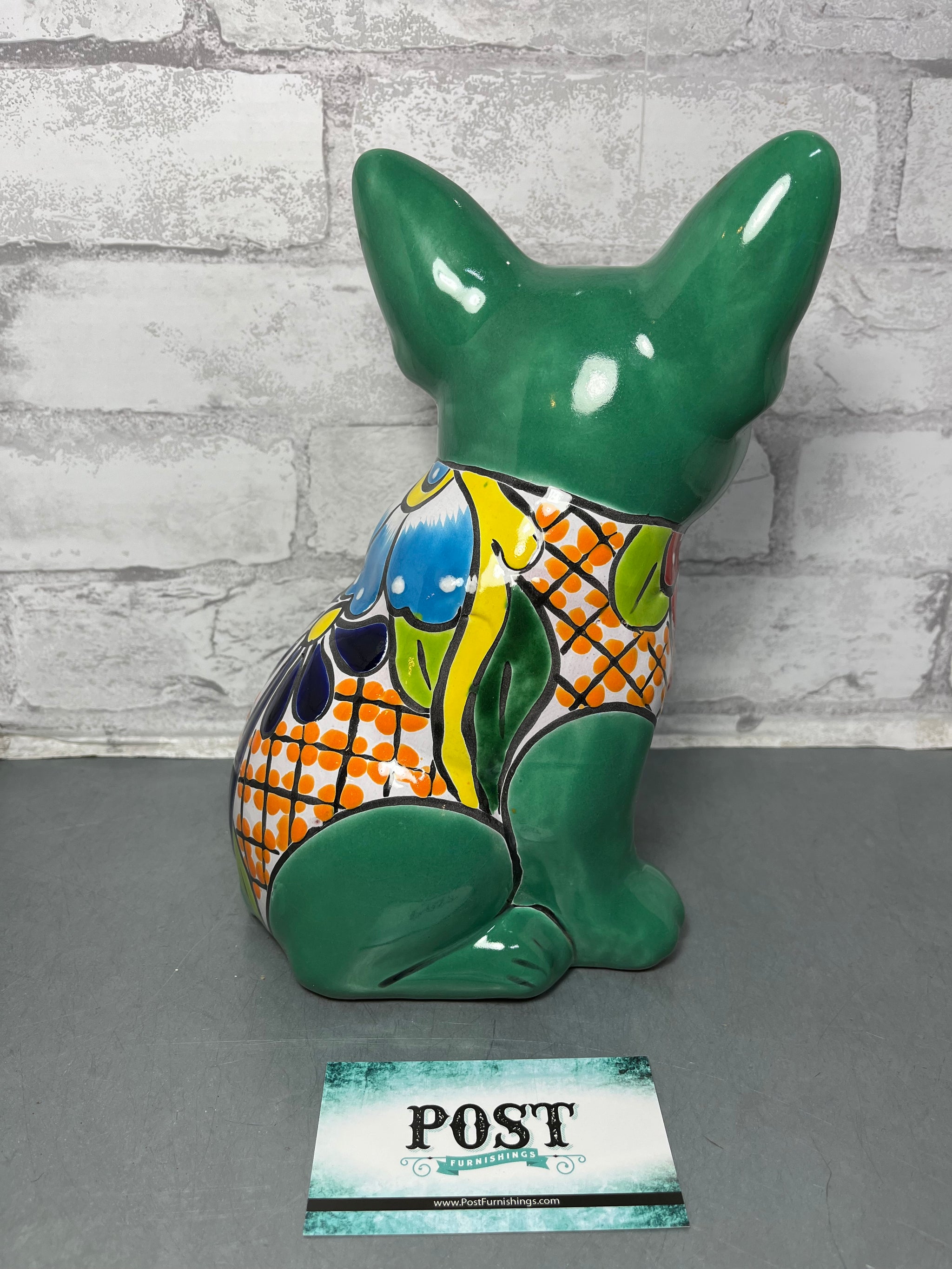 Talavera Frenchie Dog French Bulldog Cute hot Hand Painted Mexican Pottery Indoor Outdoor Home Decor Multicolor Height 9