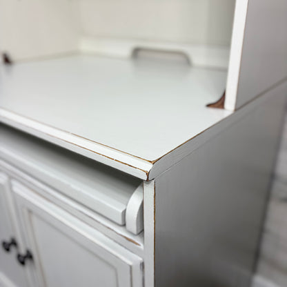 White Secretary Desk with Hutch China Hutch