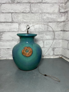 Down Under Pot Teal Glazed Art Pottery Upside Down Hanging Flower Planter