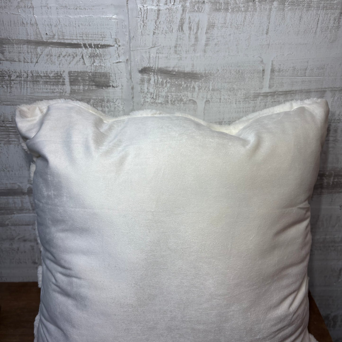 Plush White Geometric Pillow