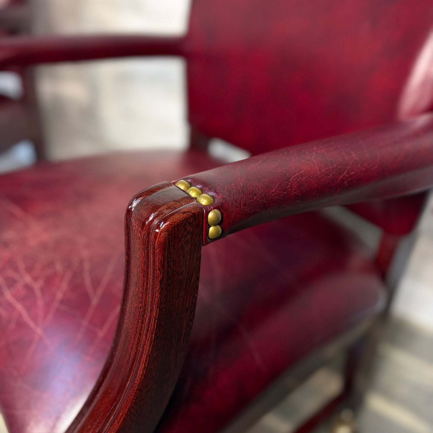 Set Of 2 Red Leather Accent Chairs On Wheels