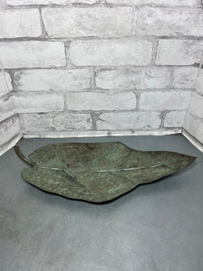 Three Footed Metal Leaf Trinket Table Platter Tray