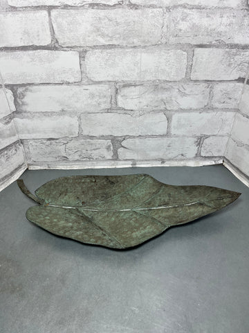 Three Footed Metal Leaf Trinket Table Platter Tray