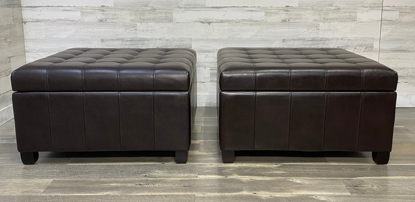 Set Of 2 Brown Storage Ottomans