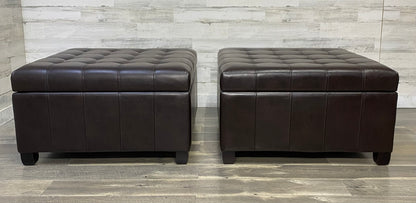 Set Of 2 Brown Storage Ottomans