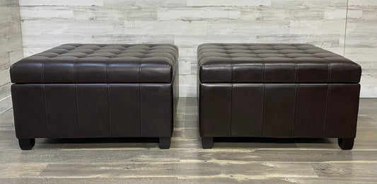 Set Of 2 Brown Storage Ottomans