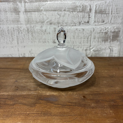 Embossed Glass Covered Candy / Trinket Dish