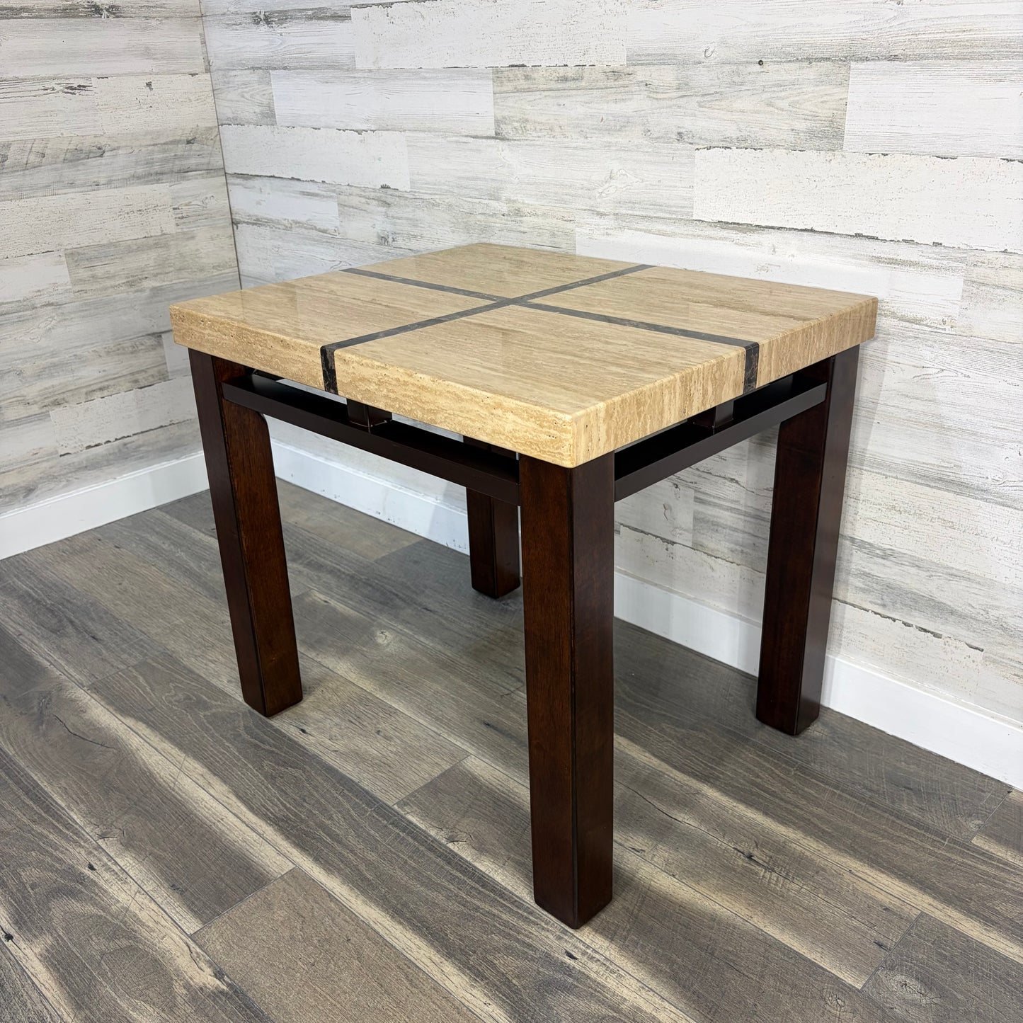 Faux Marble Top End Table