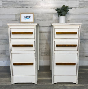 Tall Vintage White Nightstands Set Of 2