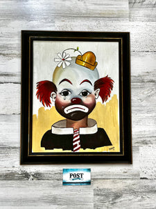 Vintage Original Canvas Clown Painting