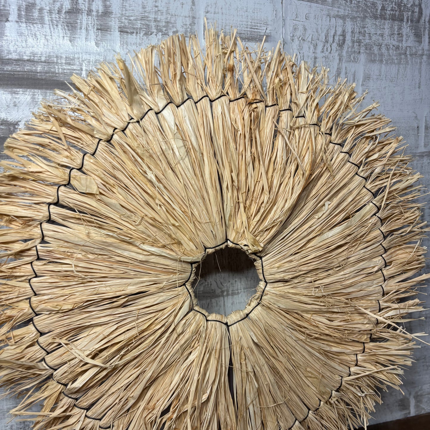 Natural Raffia Fiber Tabletop Sculpture