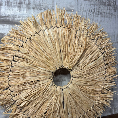 Natural Raffia Fiber Tabletop Sculpture