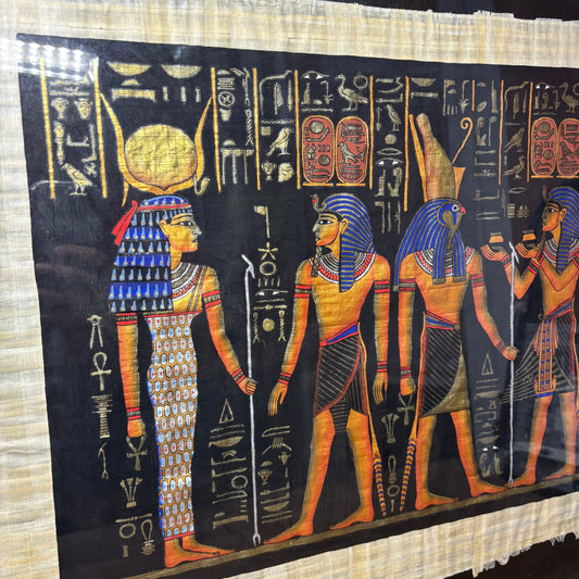 Eygpt Papyrus Painting Framed In Gold Frame