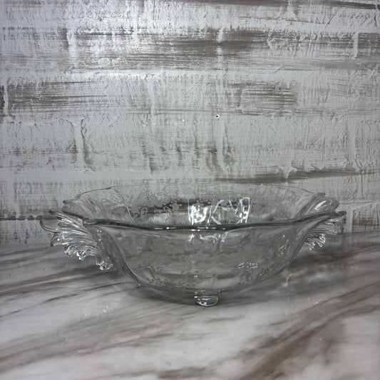 Vintage Fostoria Glass Etched Footed Serving Bowl