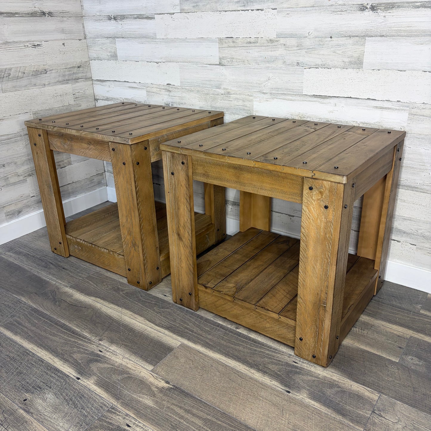 Set Of 2 Rustic End Tables