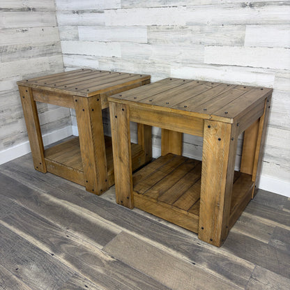 Set Of 2 Rustic End Tables