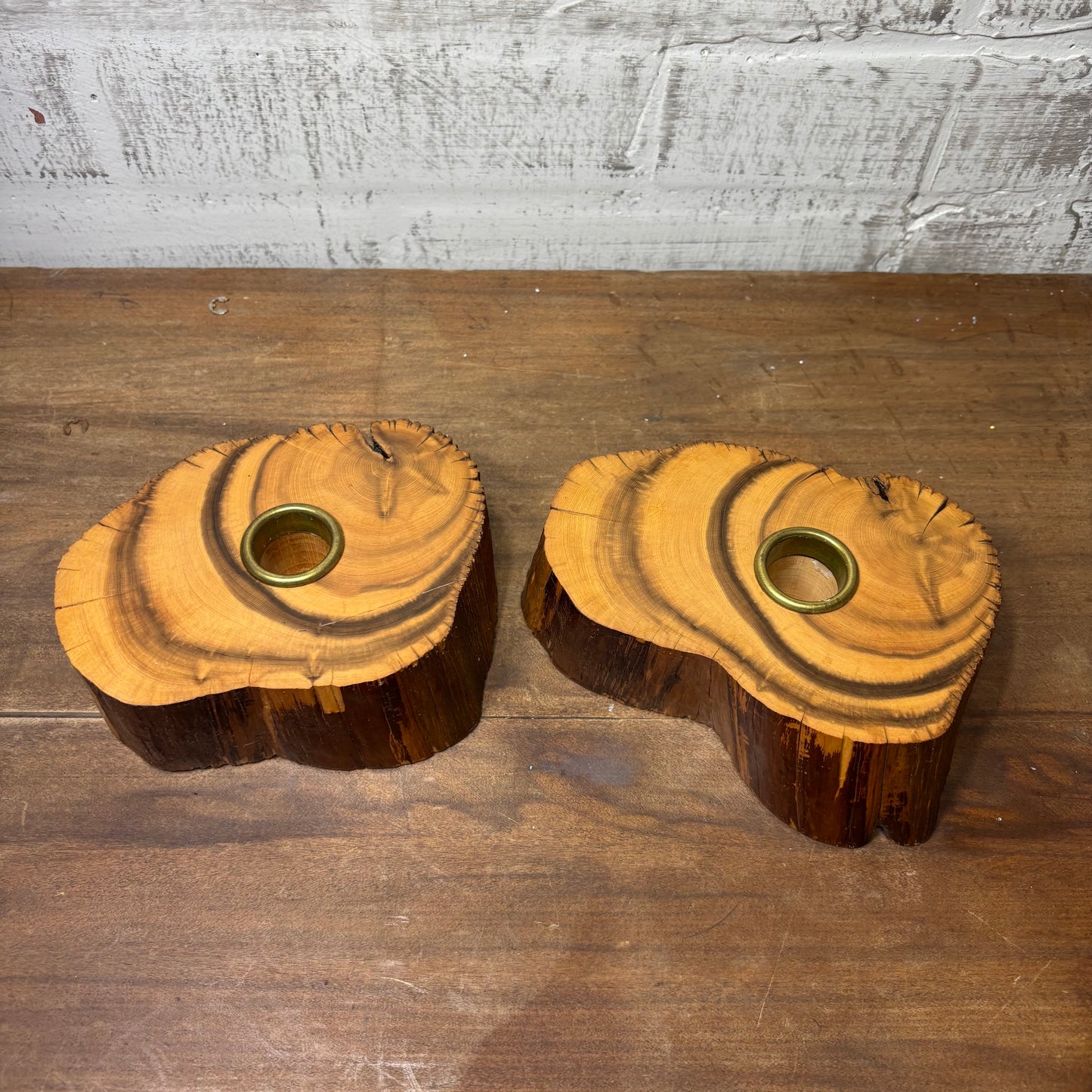 Wooden Candle Holders Set Of 2