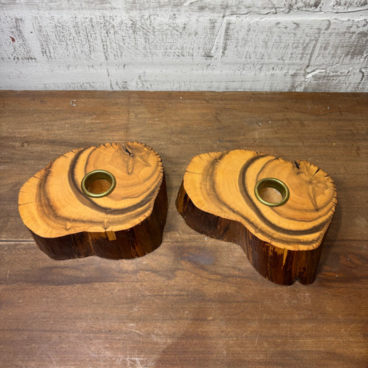 Wooden Candle Holders Set Of 2