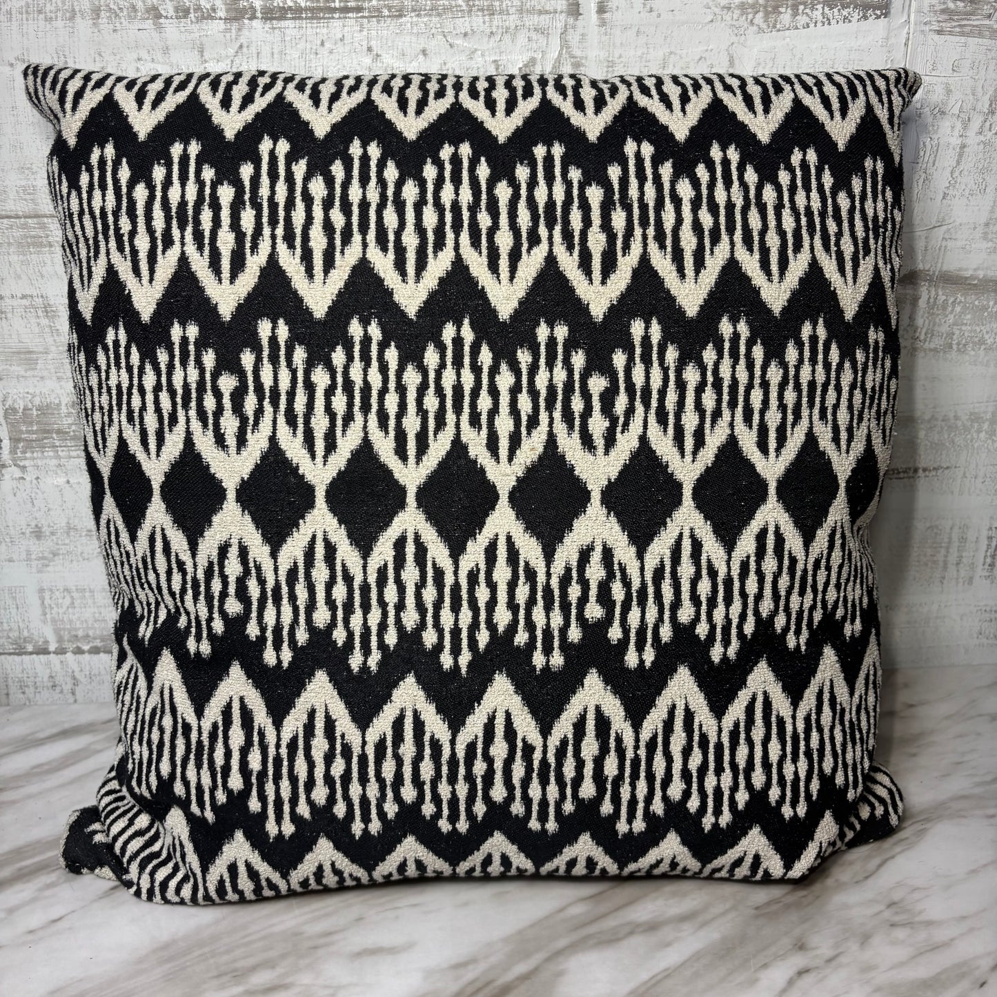 Black And Ivory Geometric Decorative Pillow