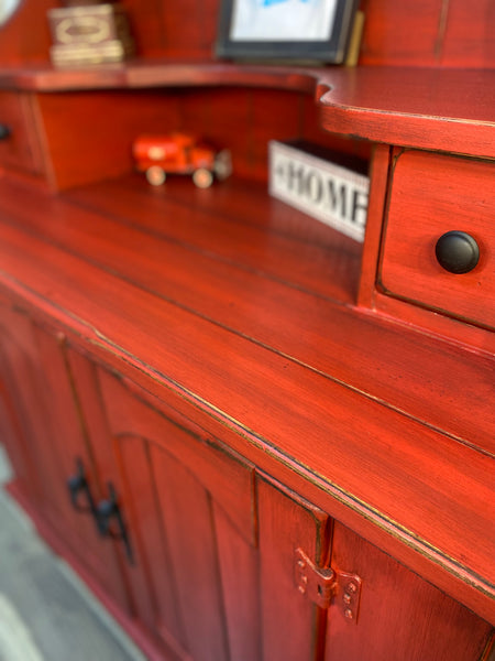 Rustic Barn Red Buffet Cabinet