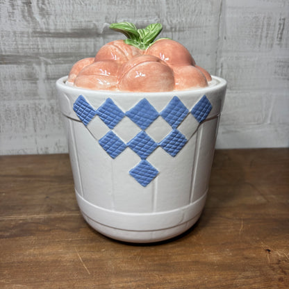 Vintage Treasure Craft Hopscotch Fruit Ceramic Peaches Canister