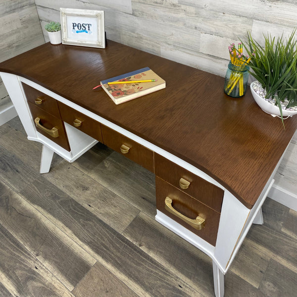 Mid Century Modern White Desk