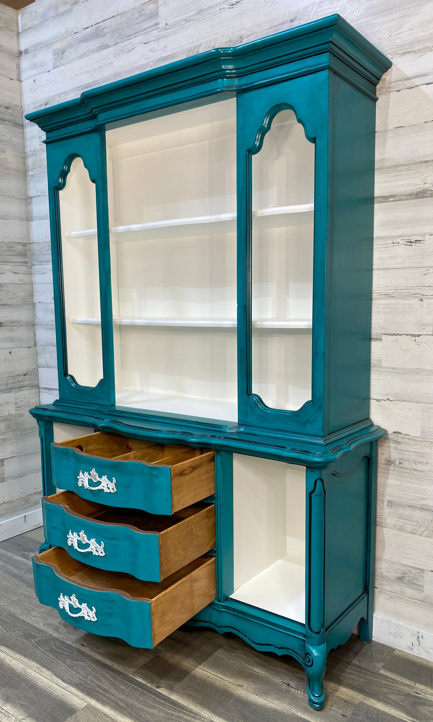 Turquoise Bassett French Provincial Hutch