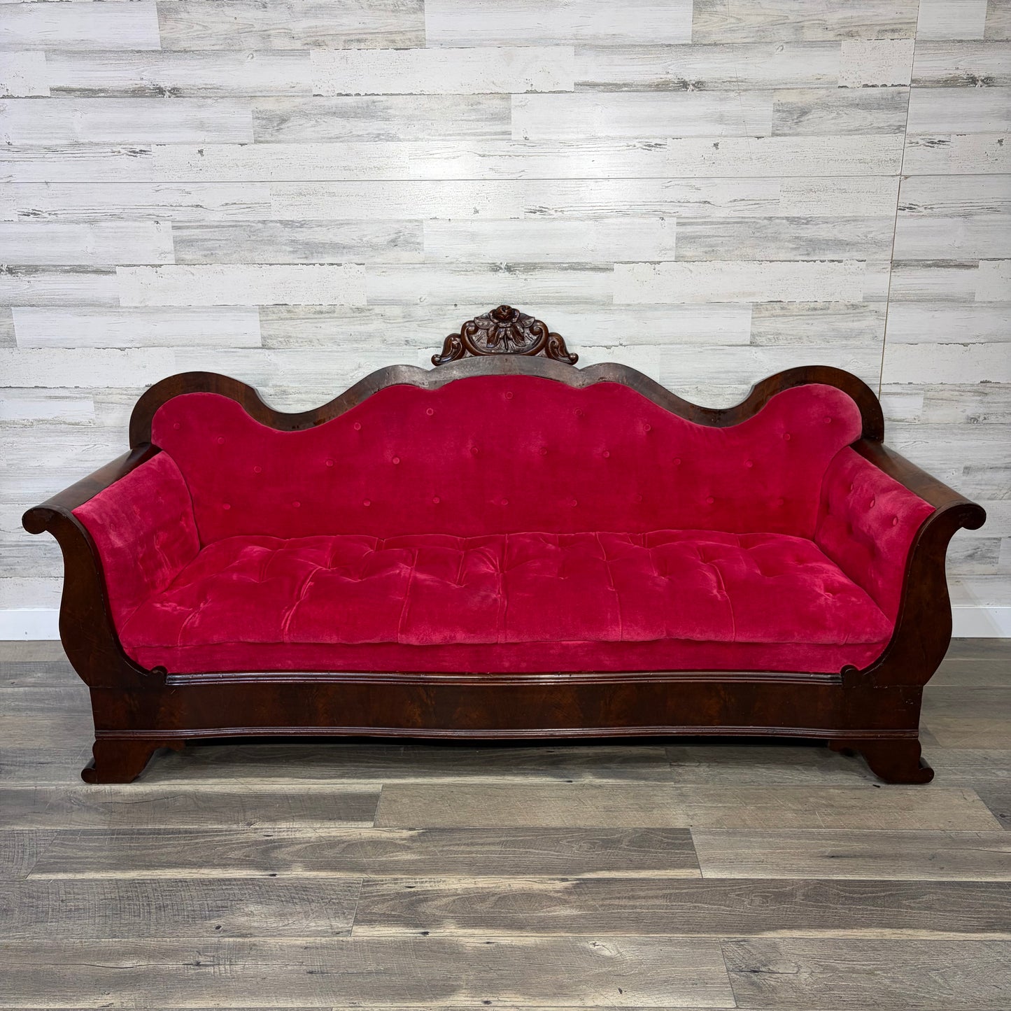 Antique Red Victorian Sofa Couch