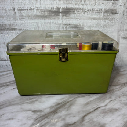 Vintage Wil-Hold Wilson Sewing Box w/ Trays & Sewing Lot