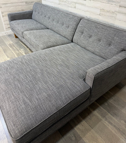 Mid Century Style Gray 2pc Sectional Couch