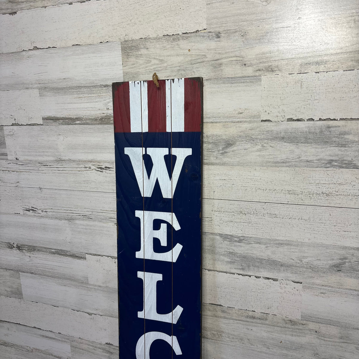 Double Sided Wooden Welcome Home Sign with Patriotic Design