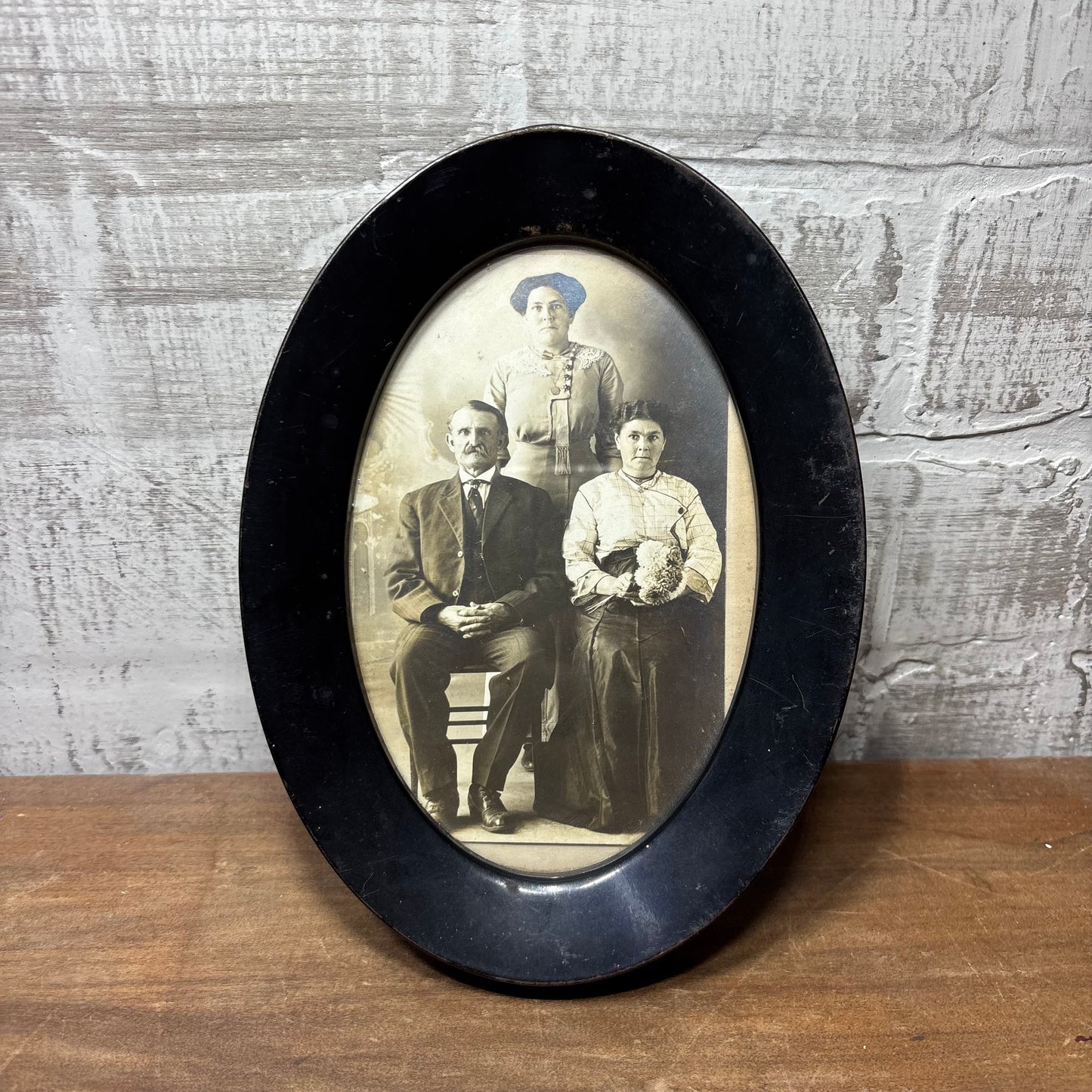 Antique Oval Black And White Family Portrait