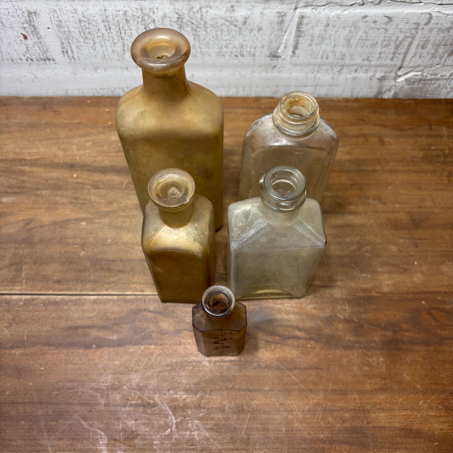 Antique Glass Bottles Set of 5 #1 Vintage Advertisement