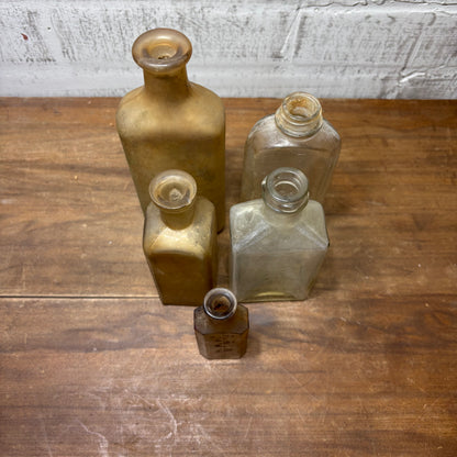 Antique Glass Bottles Set of 5 #1 Vintage Advertisement