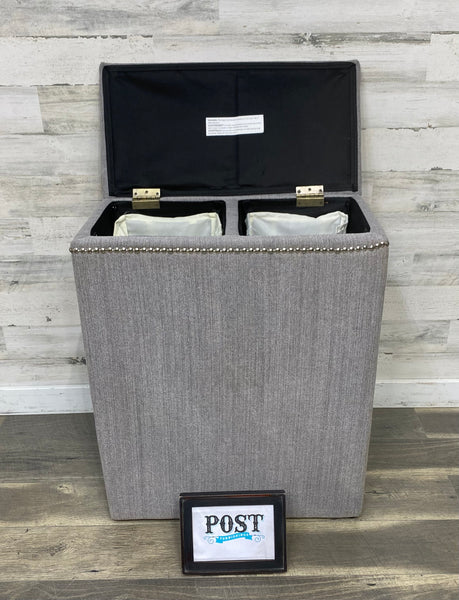 Gray Tufted Laundry Hamper