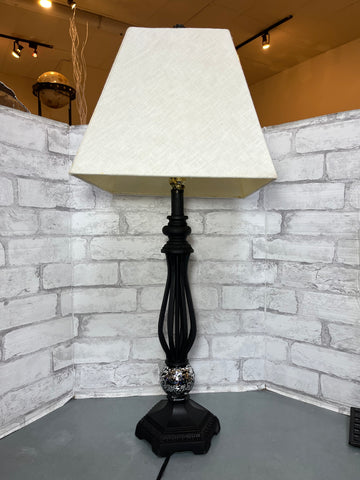 Silver Sparkle Tall Black Table Lamp