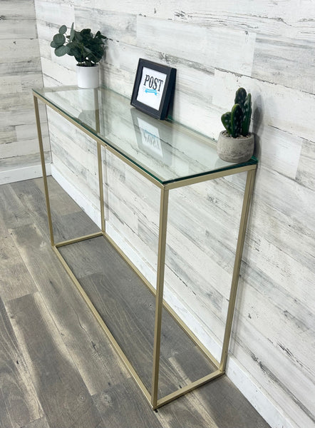 Gold Modern Glass Entryway/ Sofa Table