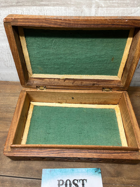 Vintage Wooden Carved Floral Trinket Box
