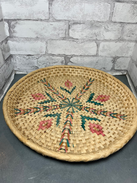 Seagrass Woven Tray W/ Boho Design