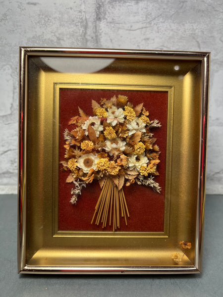 Vintage Dried Flowers Shadow Box Art