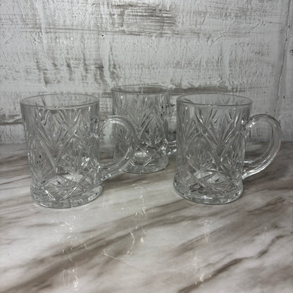 Vintage Paul Sebastian Clear Glass Mugs with Starburst Design