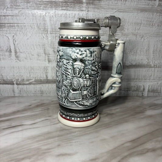 Vintage 1982 Avon Age Of The Iron Horse Ceramic Beer Stein Lid & Box Brazil