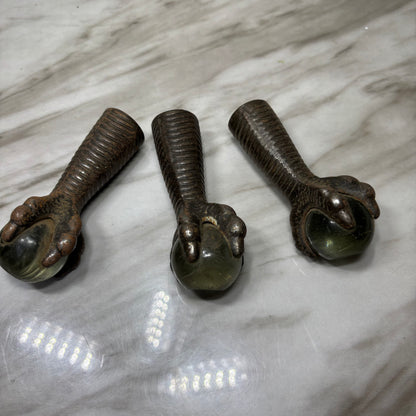 Antique Claw Foot Cast Iron Metal Glass Ball Table Feet Set Of 3