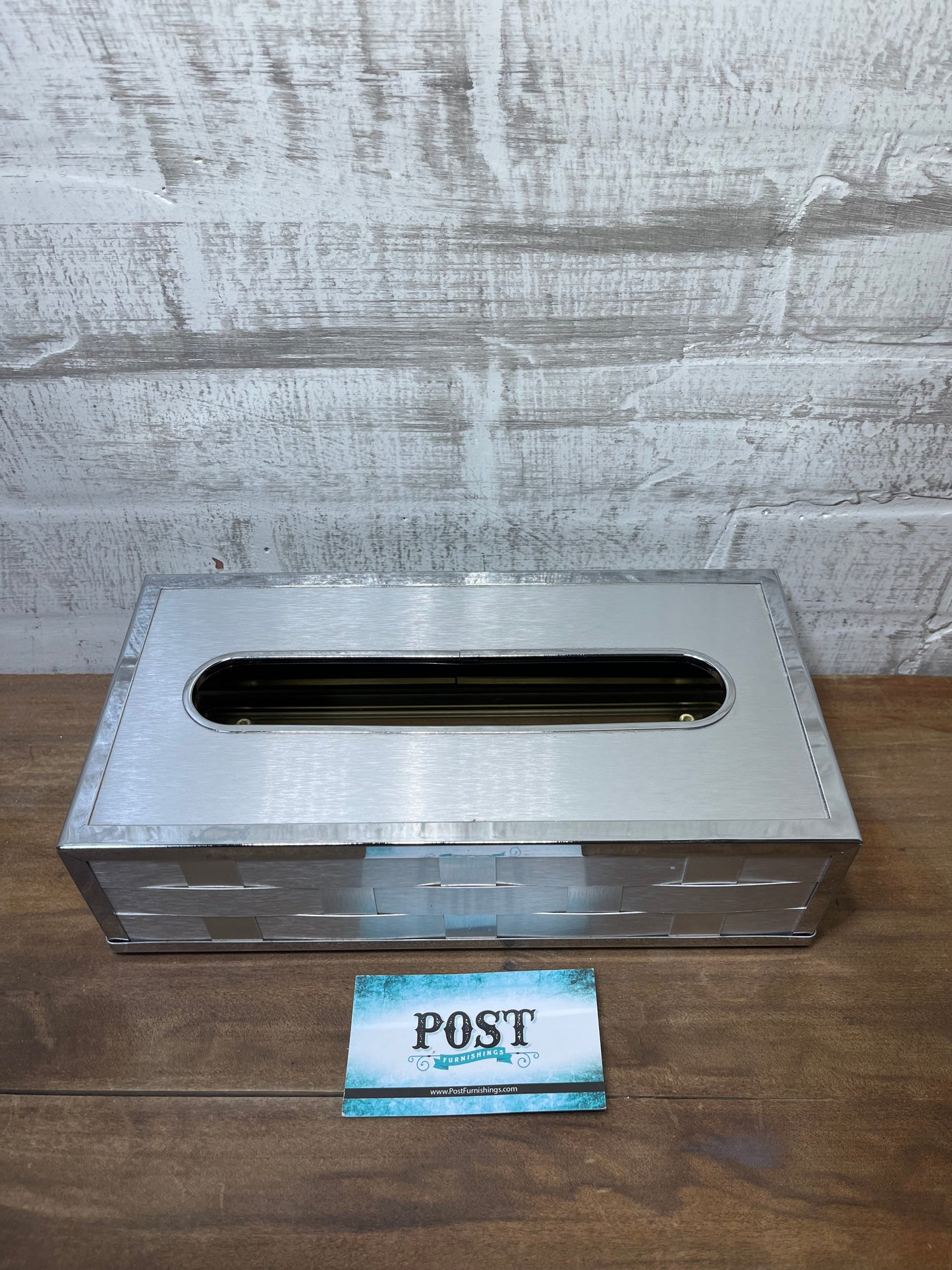 Vintage Mid Century Silver Chrome Tissue Box