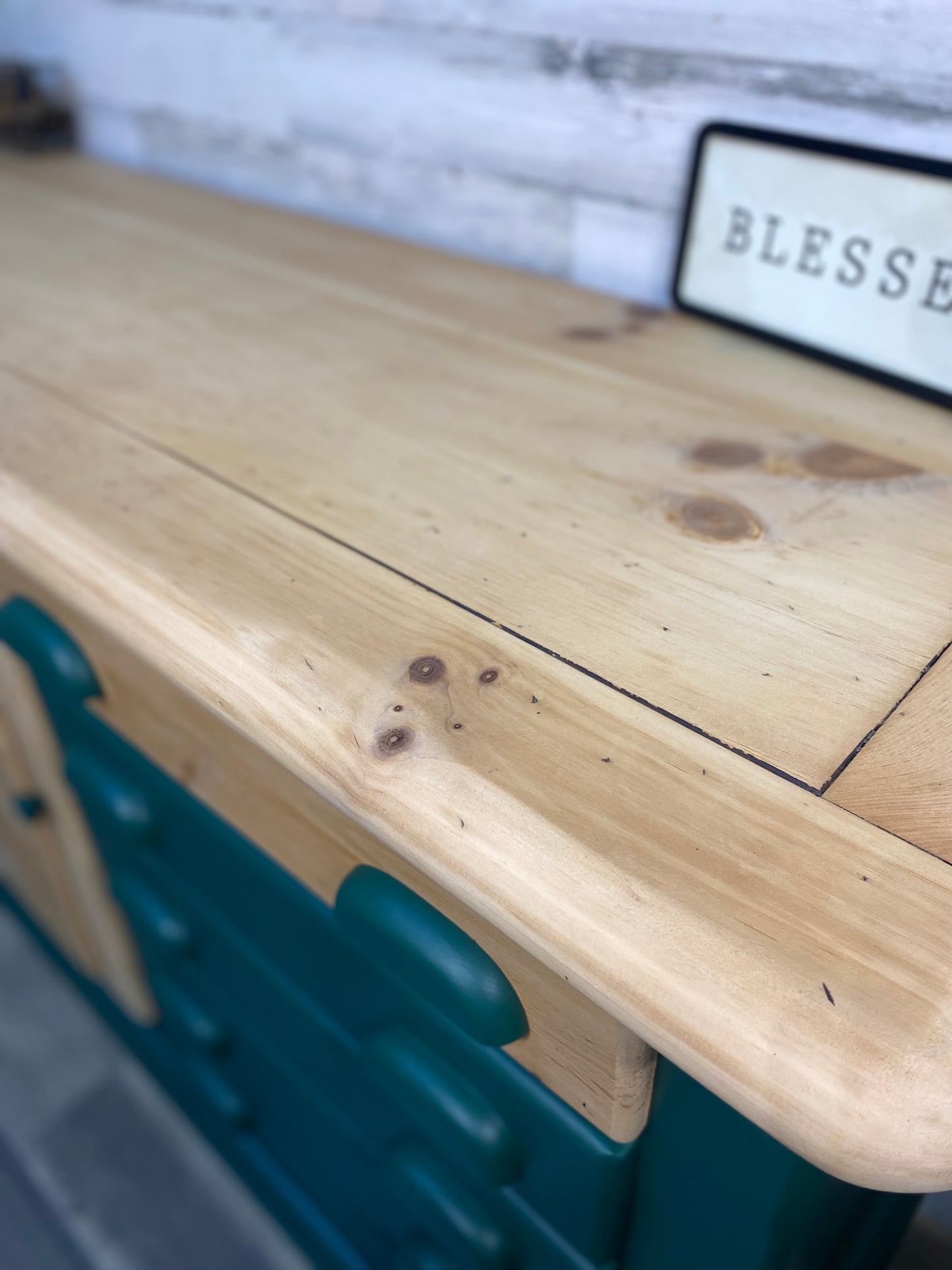 Two Toned Wood & Green Dresser