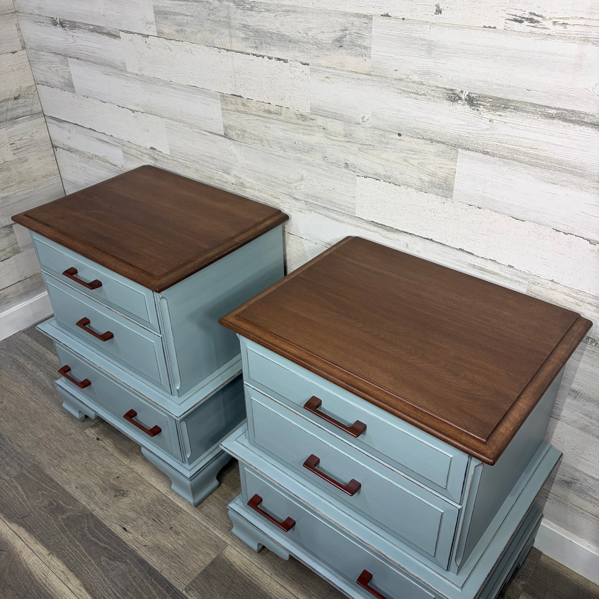 Set Of 2 Matching Blue/Gray Nightstands