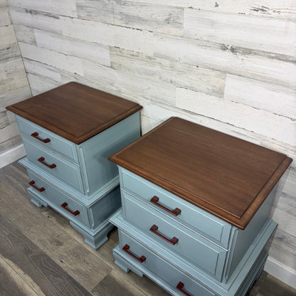Set Of 2 Matching Blue/Gray Nightstands